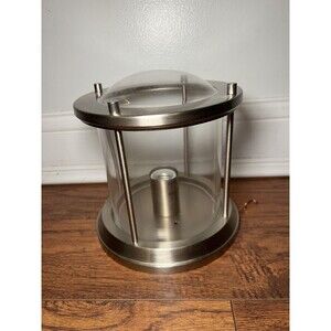 Modern Brushed Nickel Glass Pendant Light Ceiling Fixture Indoor 12x8in Chain Mo